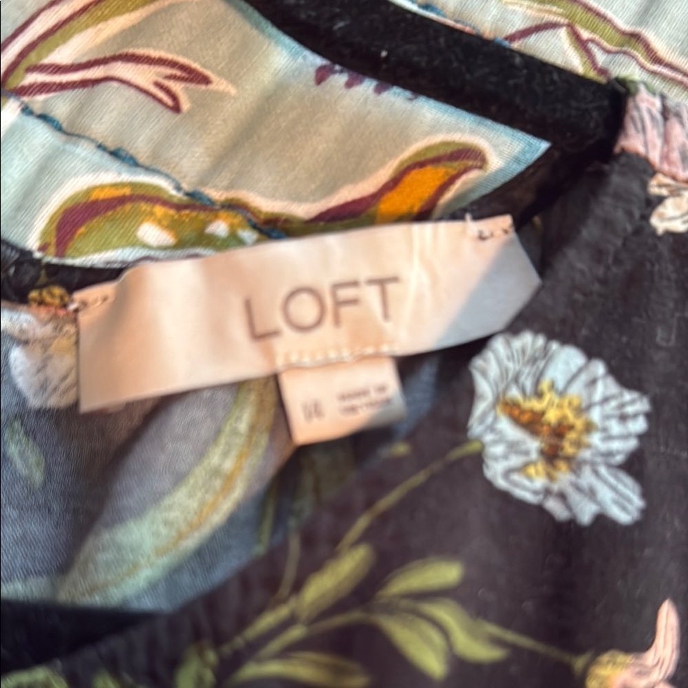 LOFT Black Dress with Floral Design - Picture 2 of 2